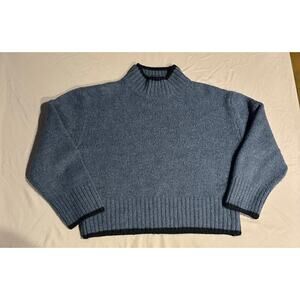 An’ge Women’s Sweater Pullover Mock Neck Blue casual Size S/M winter fall cozy